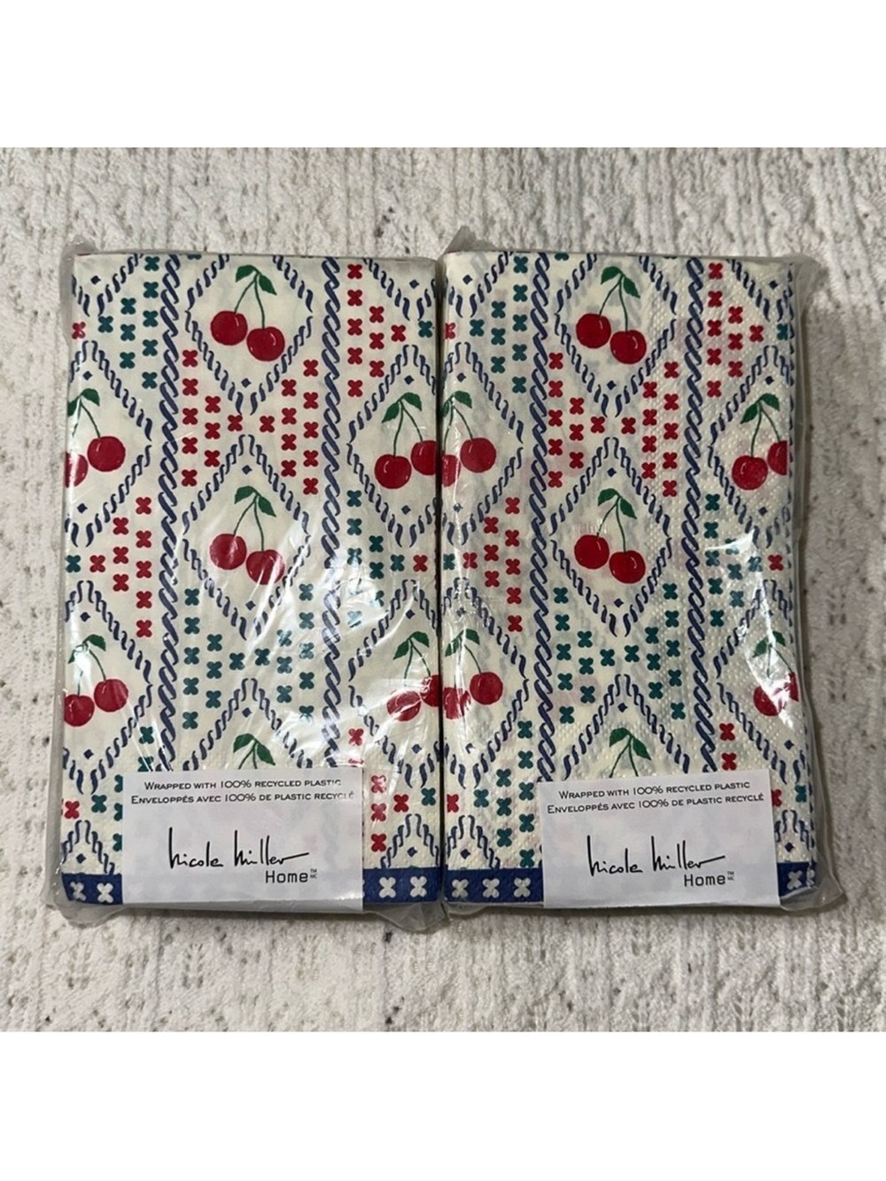 nicole miller 40 x 2pk Guest Paper Towel Napkins Cherry Print